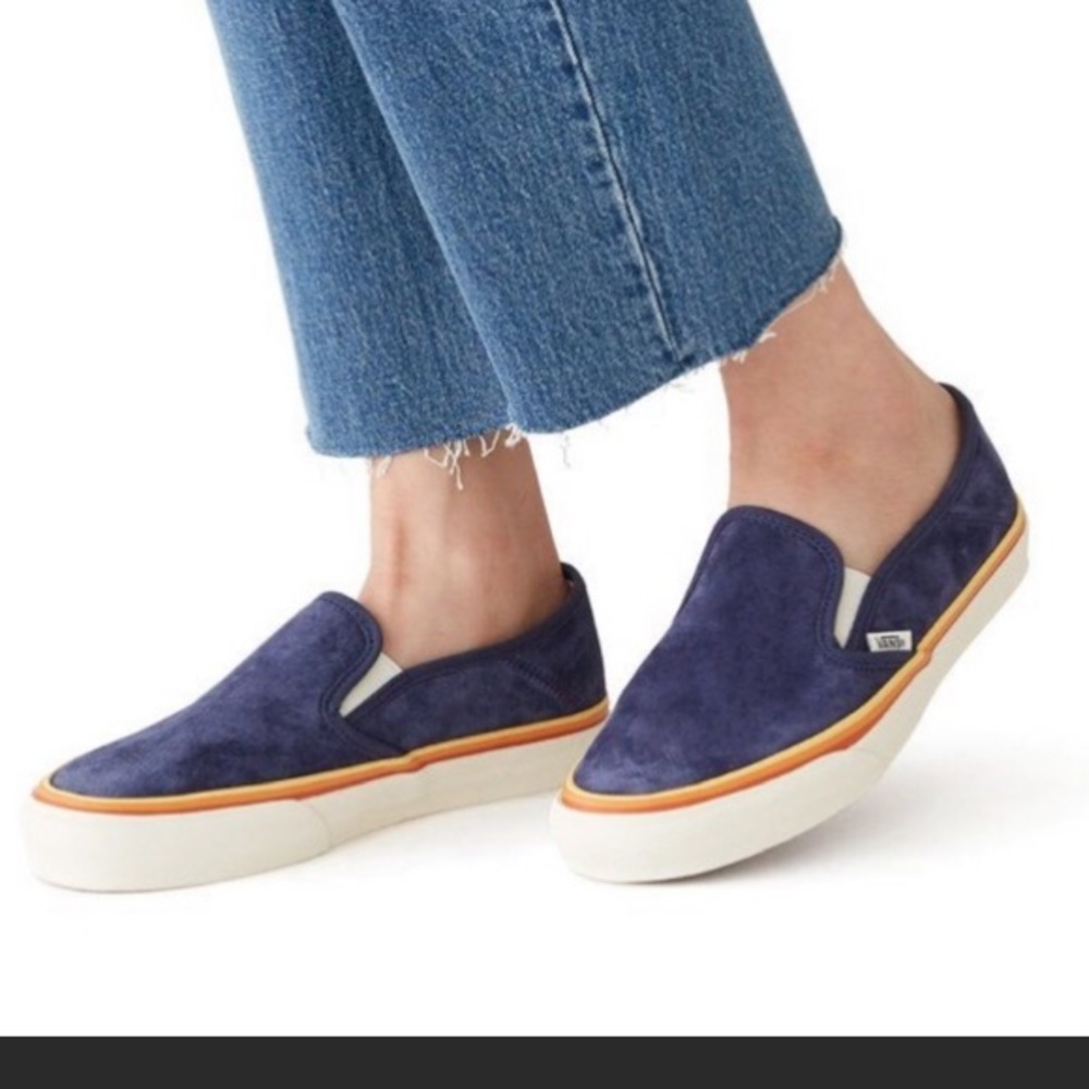 Vans Retro Rainbow Suede Slip Ons SZ 7.5